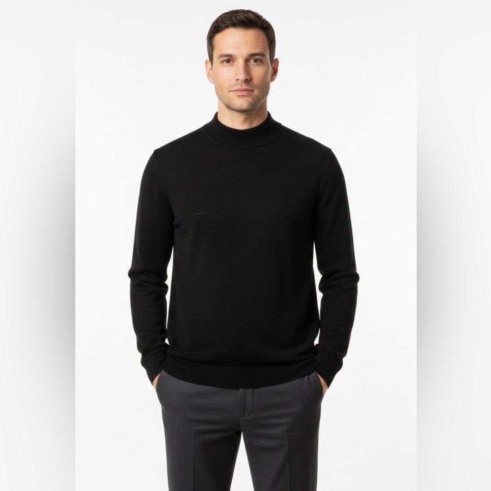 Pronto Uomo 100% Extra Fine Merino Wool Mock Neck Sweater - XLT
